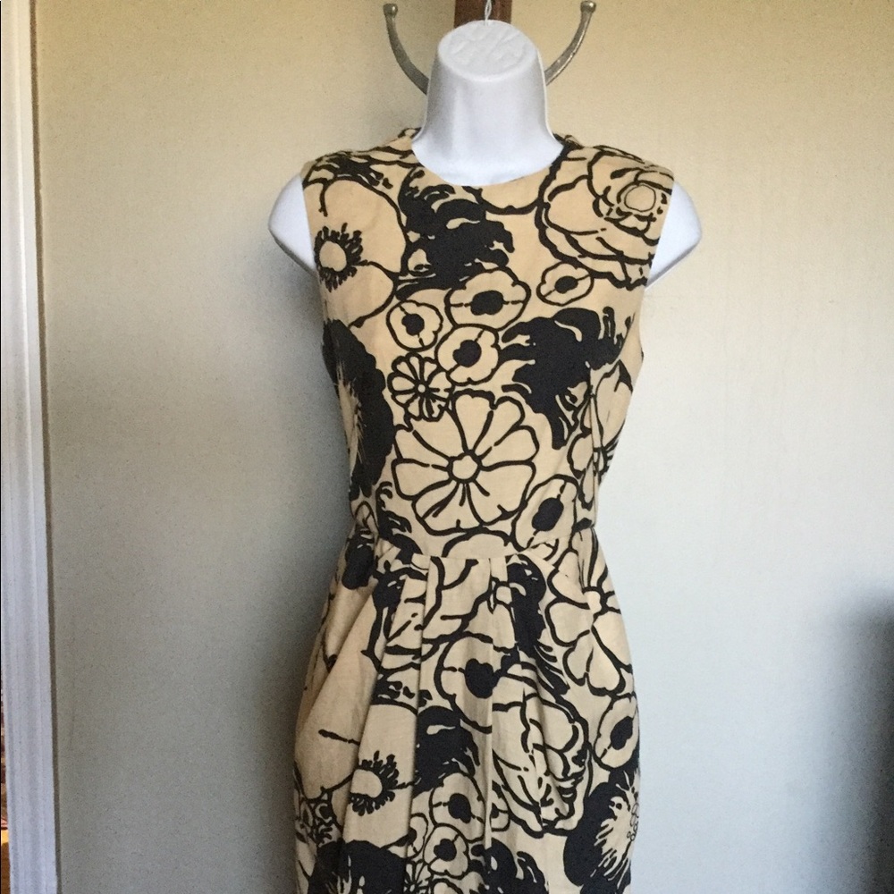 3.1 PHILLIP LIM 4 Floral Black Tan Tencel Linen